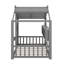 Structure de lit maison avec tablettes de rangement et toit-117445383-117445384