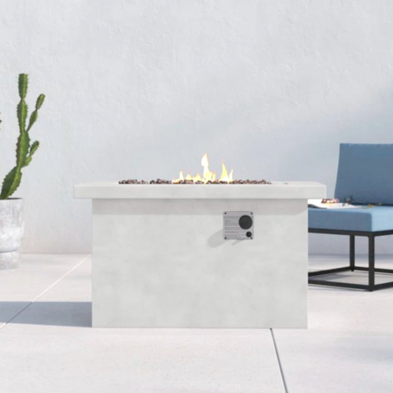 Concrete Propane/Natural Gas Outdoor Fire Pit Table, Gray