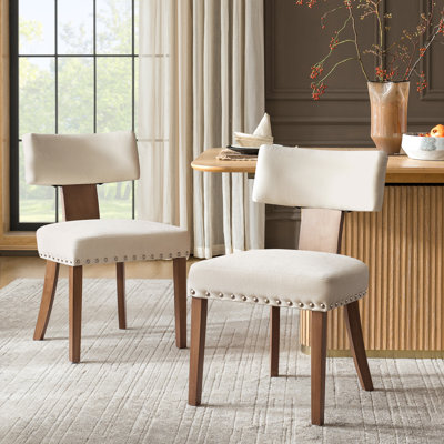 Dooey 20.5"W Mid-Century Modern Dining Chair with Nailhead Trim (Set of 2)