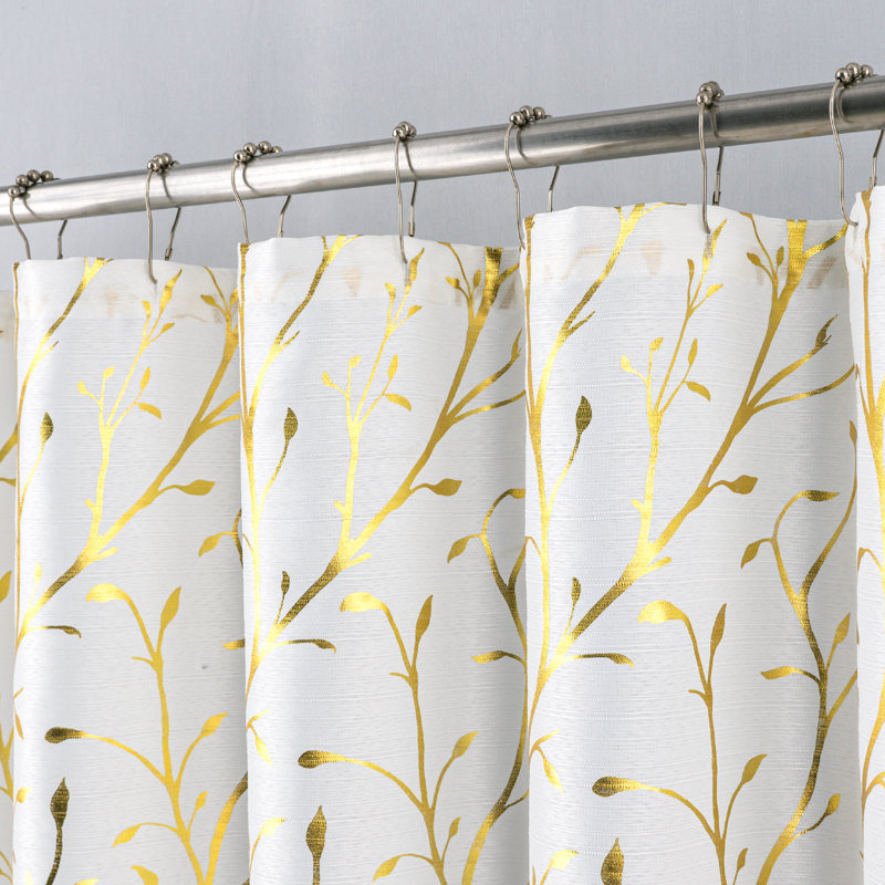 Widar Foil Shower Curtain, White/Gold