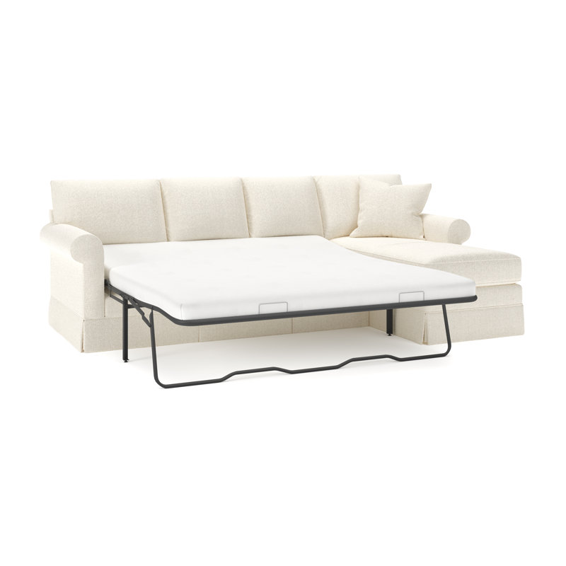 Canapé-lit modulaire 2 pièces Friedman, Accoudoir à droite (vu de face), Tissu performance bouclé Davis Pearl