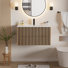 36" Wall Mounted Bathroom Vanity Set With Sink Top, Faucet And Drain, Floating Cabinet