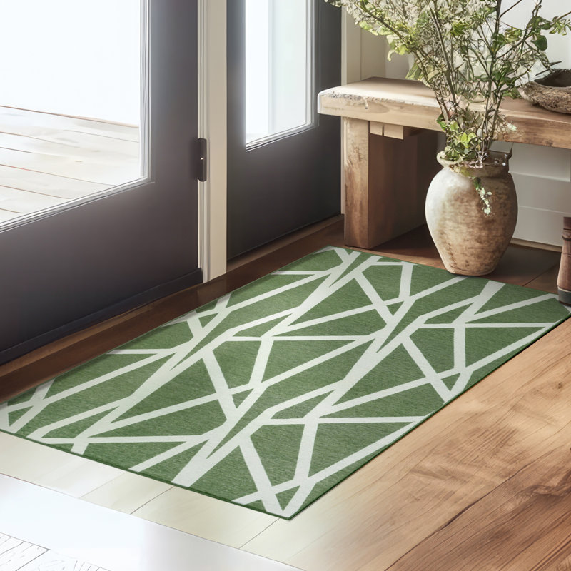 Intersections Juniper Green Washable Rug - 3' x 5'