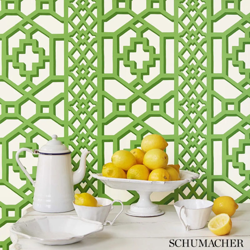 Zanzibar Trellis Wallpaper, Jade