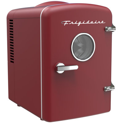 Frigidaire 4L Mini Fridge Cooler, Holds up to 6 Cans, Portable Thermoelectric Skincare & Beverage Cooler for Car, Office, Bedroom, Dorm Room, Red