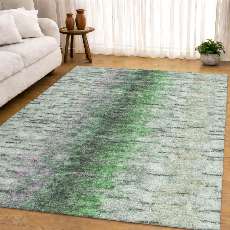 Premium Machine Washable Mayfield AMF2319 Casual Rug, 3' x 5', Green