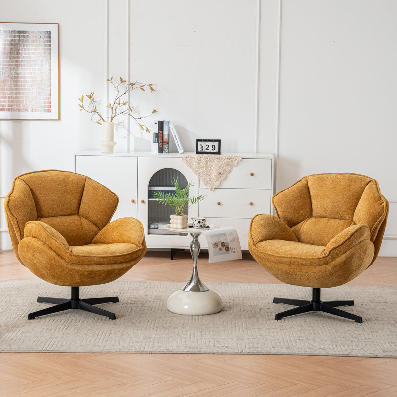 Fauteuil d'appoint pivotant rembourré et capitonné, Brun