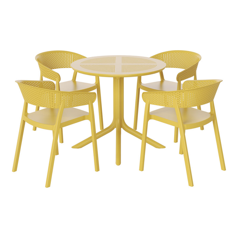 Ensemble repas extérieur pour 4 personnes, Jaune