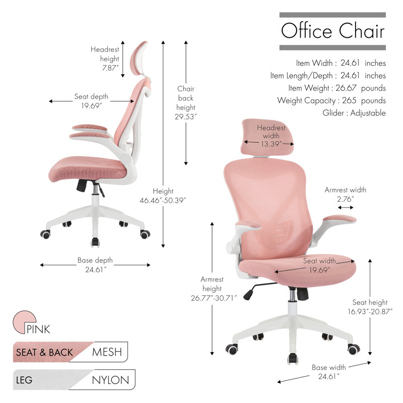 Chaise de travail en filet Molina, Rose