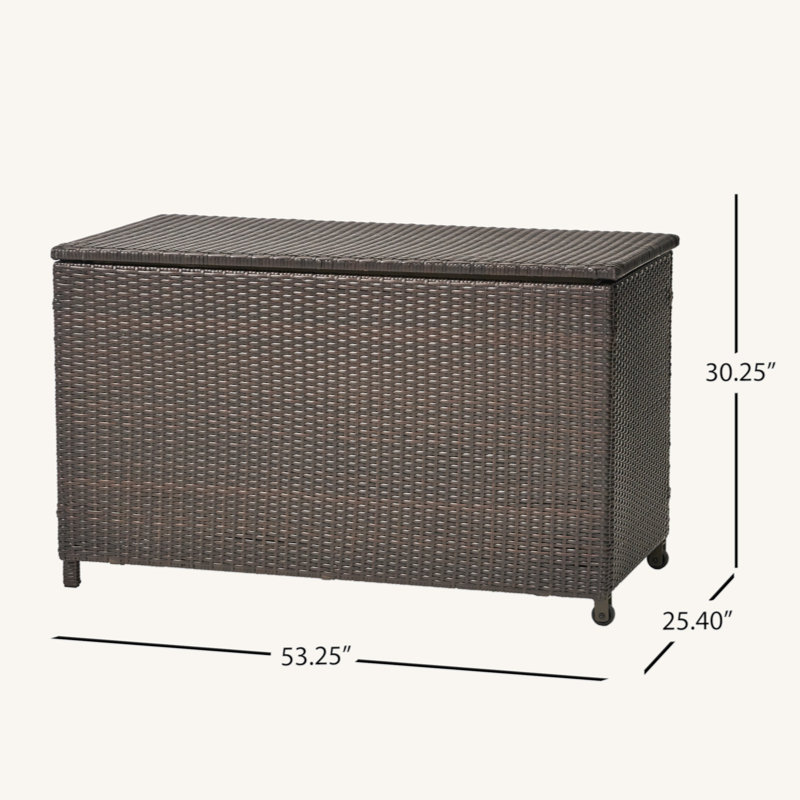 Stylish Wicker Cushion Storage Cabinet For Outdoor Use, Ideal For Patio And Yard Organization.