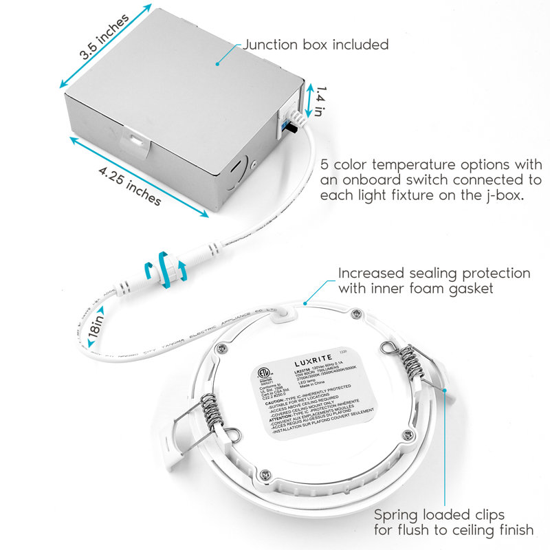 4'' White Aluminum Ultra Thin LED Recessed Lighting Kit