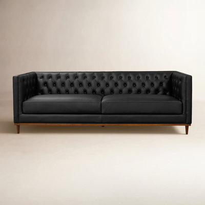 Gleice Sofa Black Leather by Wildon Home