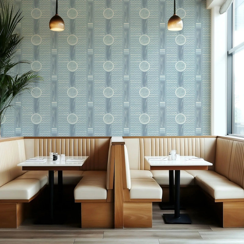 South Beach Facade - Wallpaper, Faded Blue, Premium Paper