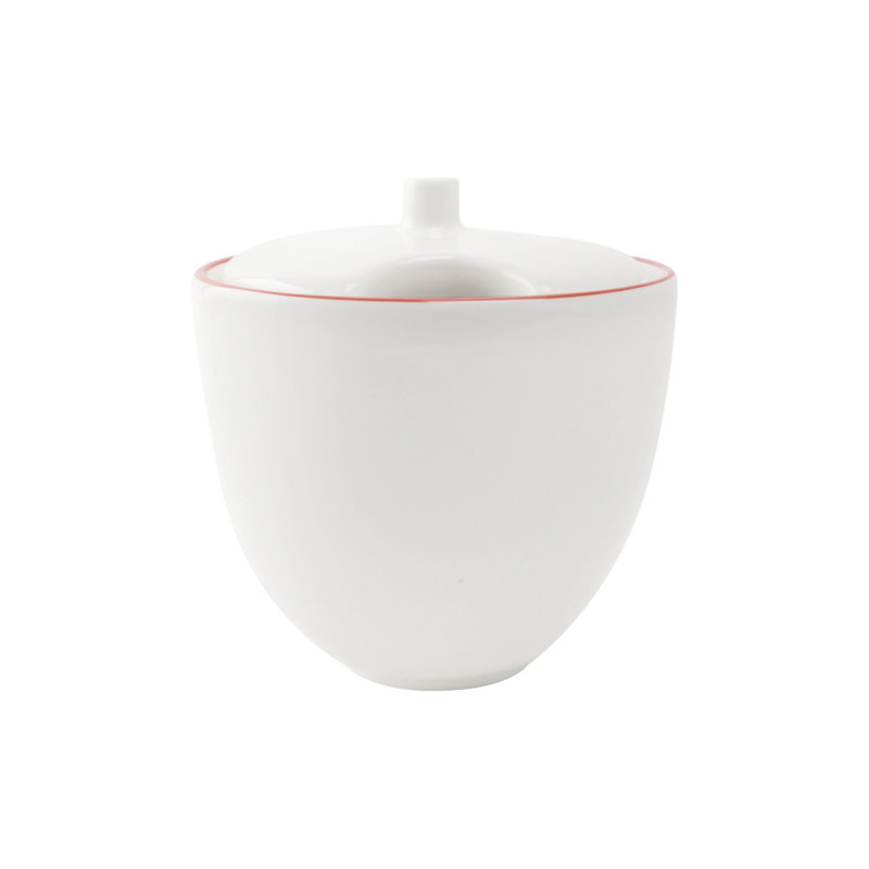 Abbesses Sugar Bowl with Lid, White/Red