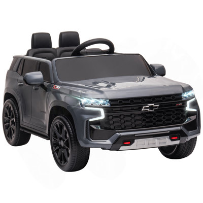 Aosom Chevrolet TAHOE Licensed  Ride on Car, 12V Battery Powered  Electric Car with Remote Control, Music, Lights, Horn, Suspension for 3-6 Years Old, Gray