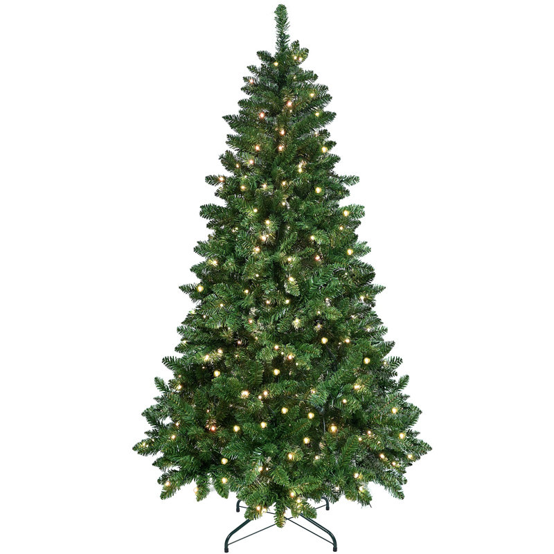 Arbre de Noël 6 pi avec 300 lumières DEL RVB contrôlées par le Wi-Fi, 751 pointes en PVC, 38 fonctions d'éclairage, synchro musicale, structure à charnières et support en métal - arbre des Fêtes contrôlé par une application intelligente