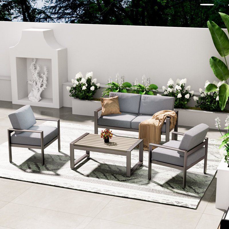 Yohai 5 - Person Outdoor Seating Group, Gris, Gris
