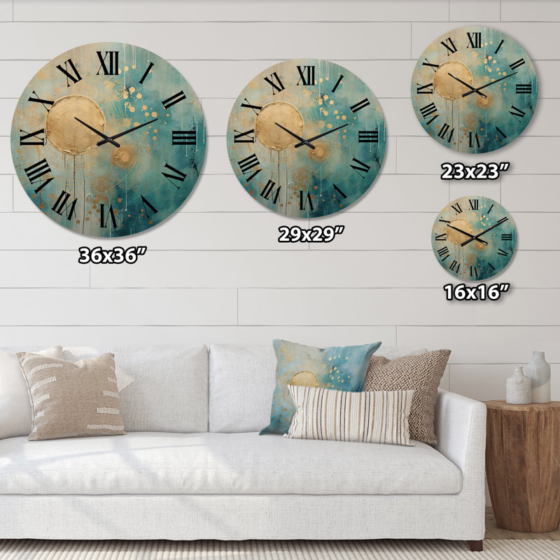 Horloge murale en bois massif Amesha, Très grand