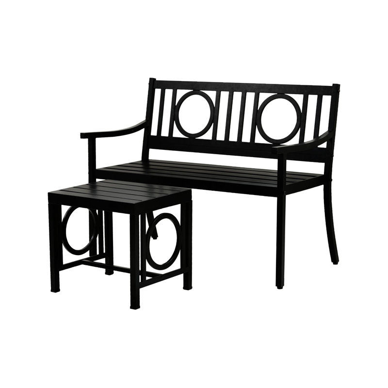 Gramercy Outdoor Bench And Side Table - Black