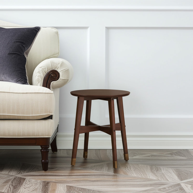 Table de bout en bois massif brun et fer de 23 po Gracie Mills
