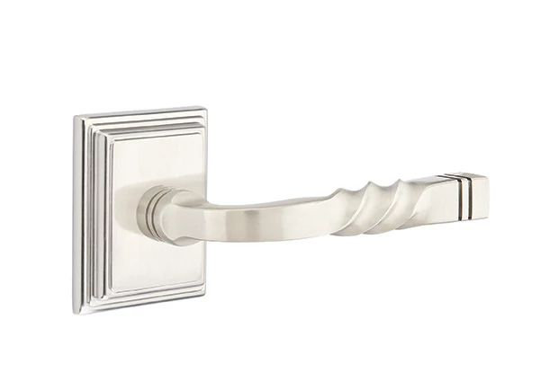 Mortaise intérieure Emtek avec rosette Wilshire et levier Santa Fe, Oui, Nickel satiné