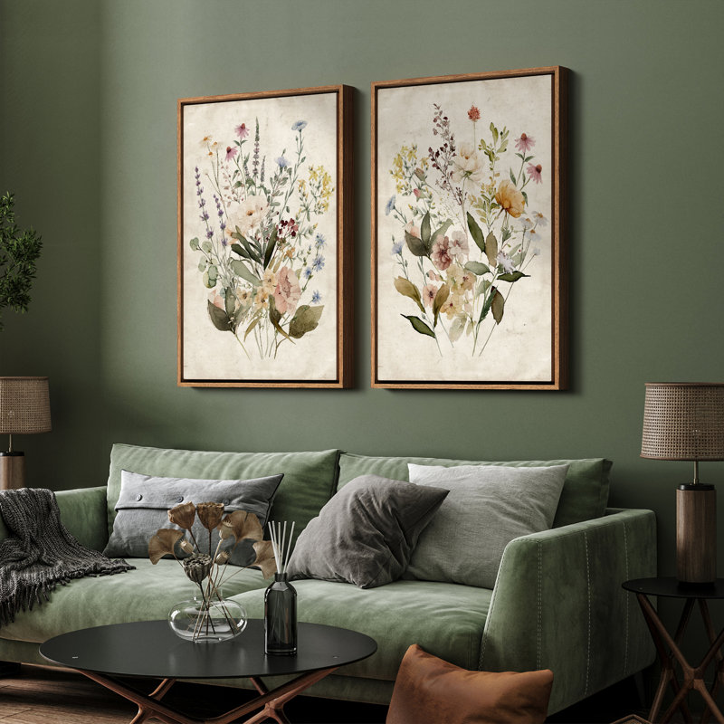 Art mural vintage encadré, beaux-arts, antique classique pour chambre à coucher - ensemble de 2, H 36 po x l 24 po, Naturel