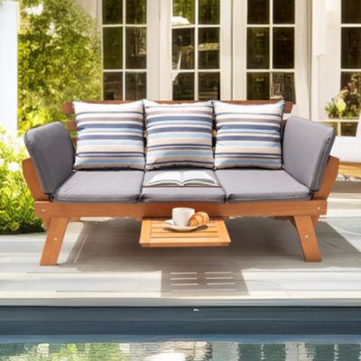 31'' Wood Outdoor Patio Sofa with Sunbrella® Cushions