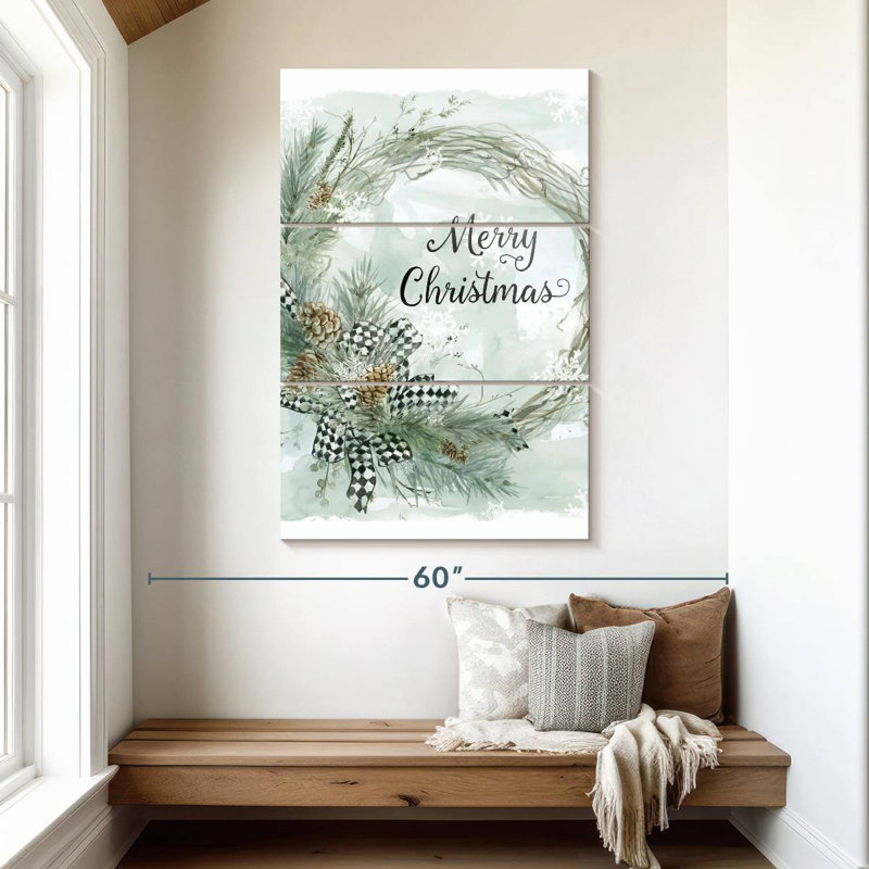 Couronne de pin Lelend Merry Christmas, H 50 po x l 32 po