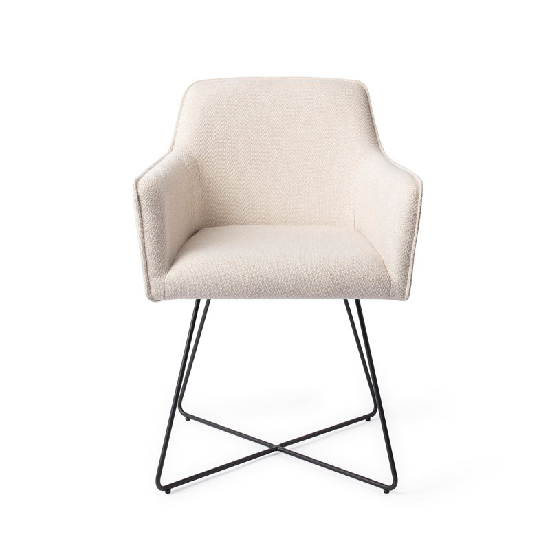 Bartly 123.19cm H Polyester Upholstered Metal Armchair, Black, Cream