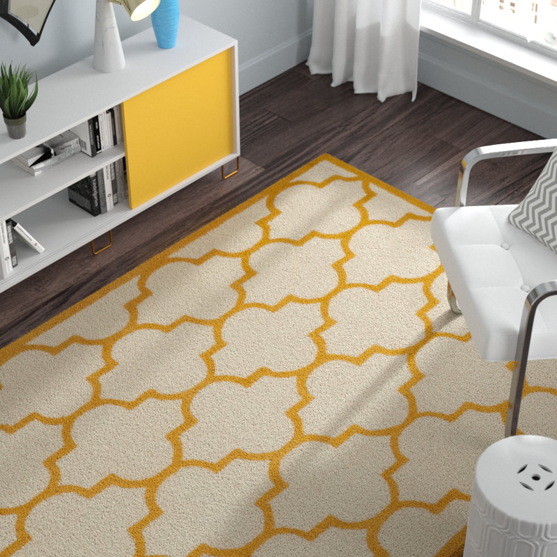 Cannen Hand Tufted Wool Geometric Rug, Rectangle 4' x 6'