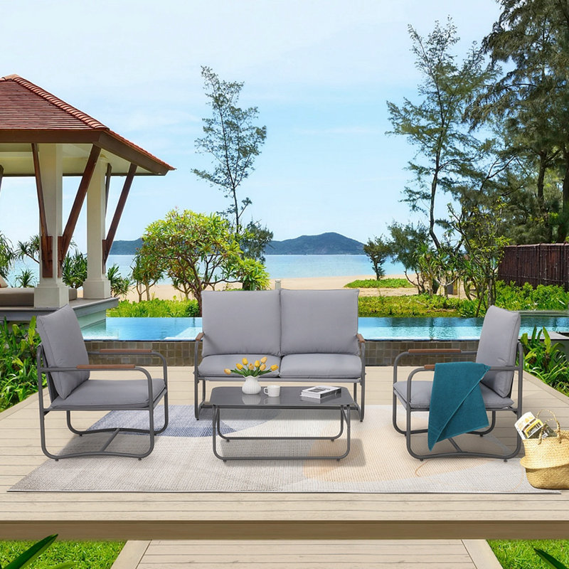 Golena 4 - Person Patio Conversation Set with Cushions
