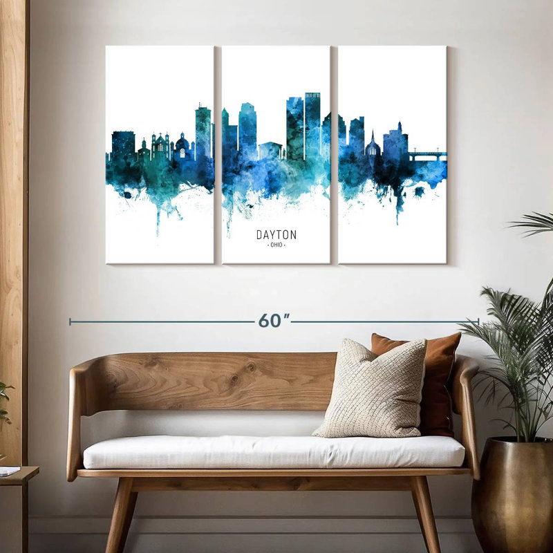 Dayton Ohio Skyline III, H 32 po x l 50 po
