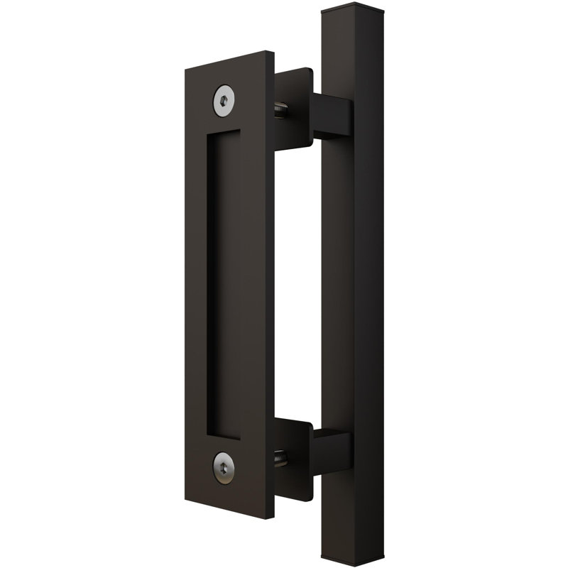 Sliding Door Combo Pull Set, 8-1/2" Flat Pull, 12" Round Bar Pull, By Stone Harbor Hardware, Matte Black