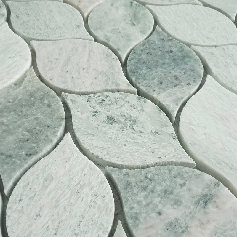 Polished 2" x 4" Marble Leaf Mosaic Wall & Floor Tile