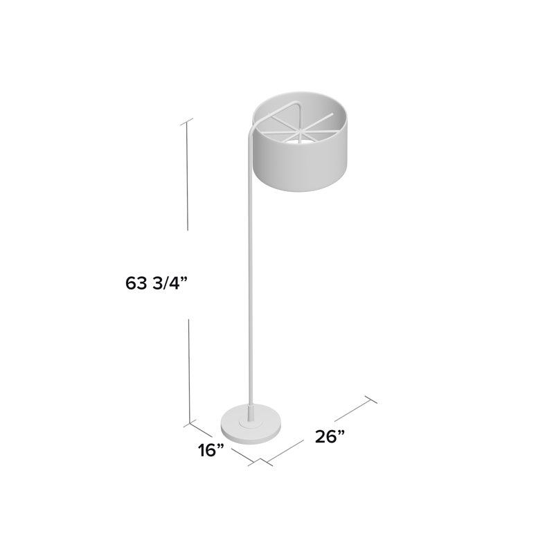 Lampe sur pied arquée 63,75 po Dale, Bronze huilé, Lin naturel