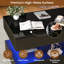 Table basse relevable de 120 cm, table centrale moderne noire brillante pour salon, avec éclairage DEL et compartiment de rangement dissimulé, table basse moderne à deux niveaux pour salon, bureau ou salle à manger-770951828