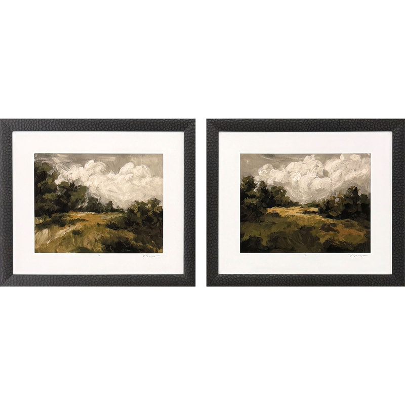 Sarah Lang Green Landscape Canvas Art Set with Espresso Wood Frame