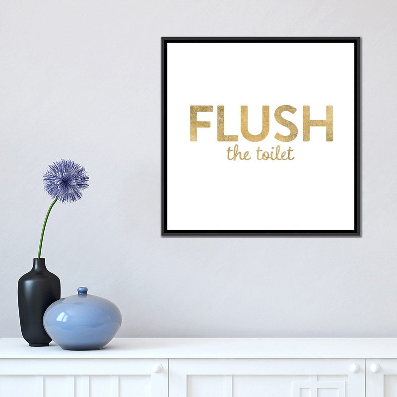 " Bathroom Etiquette II " by Wild Apple Portfolio, 18" H x 18" W x 1.5" D, Black Framed Canvas, No Matte