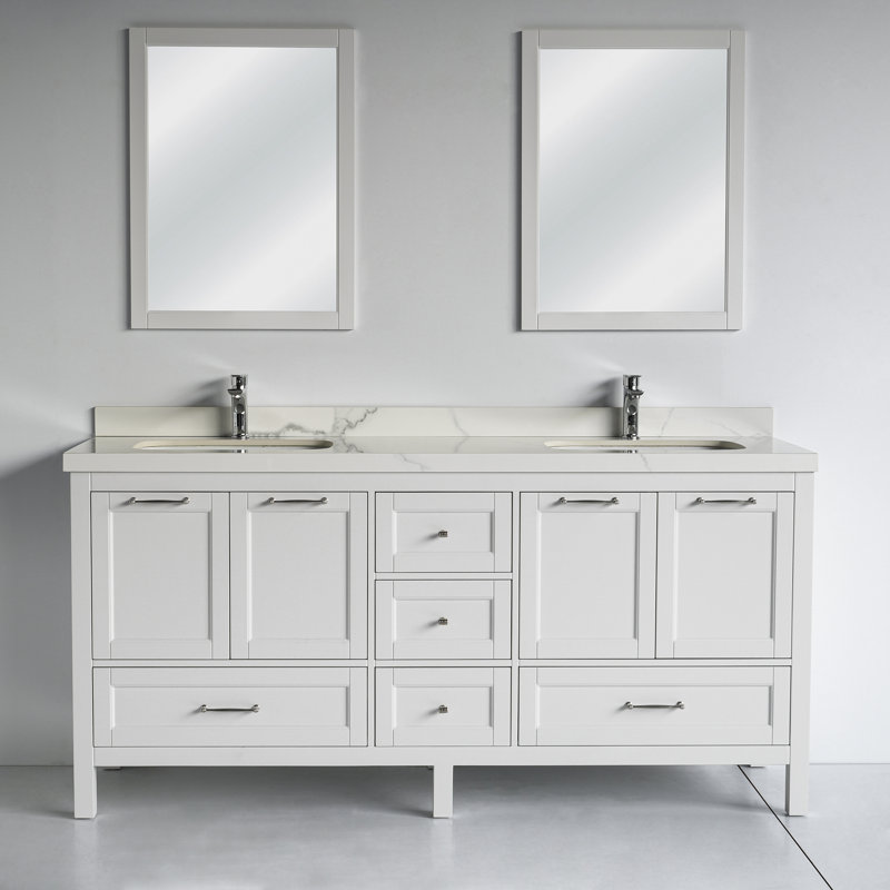 Ensemble de meuble-lavabo double 72 po Selena, Blanc