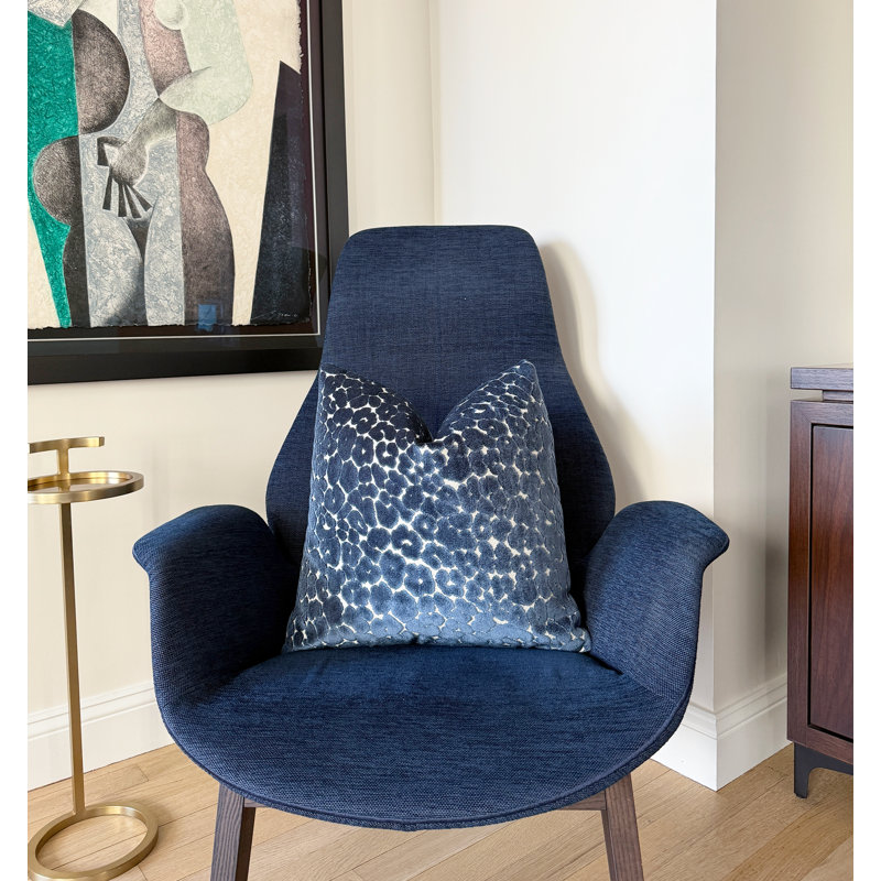 Animal Print Velvet Throw Pillow Cover, 20"H x 20"W, Navy