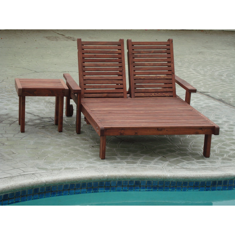 Gerome Rustic Double Redwood Chaise Lounge, Super Deck