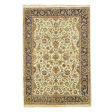 Hand Knotted Wool Oriental Area Rug in Ivory And Black