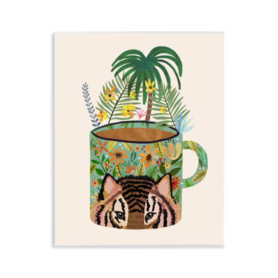 Tasse tropicale avec plaque murale tigre, design par Mia Charro