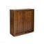 Armoire de rangement, buffet Mid-Century en bois avec 2 portes coulissantes et bandes décoratives solides