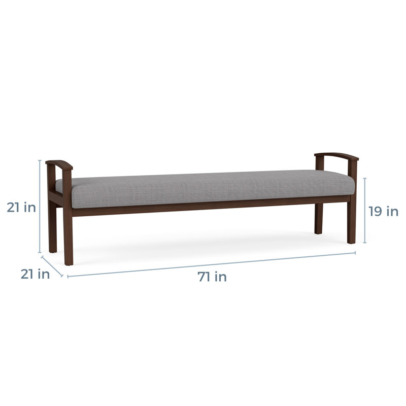 Banc en bois massif Amherst, Noyer Riftwood, Gris chambray