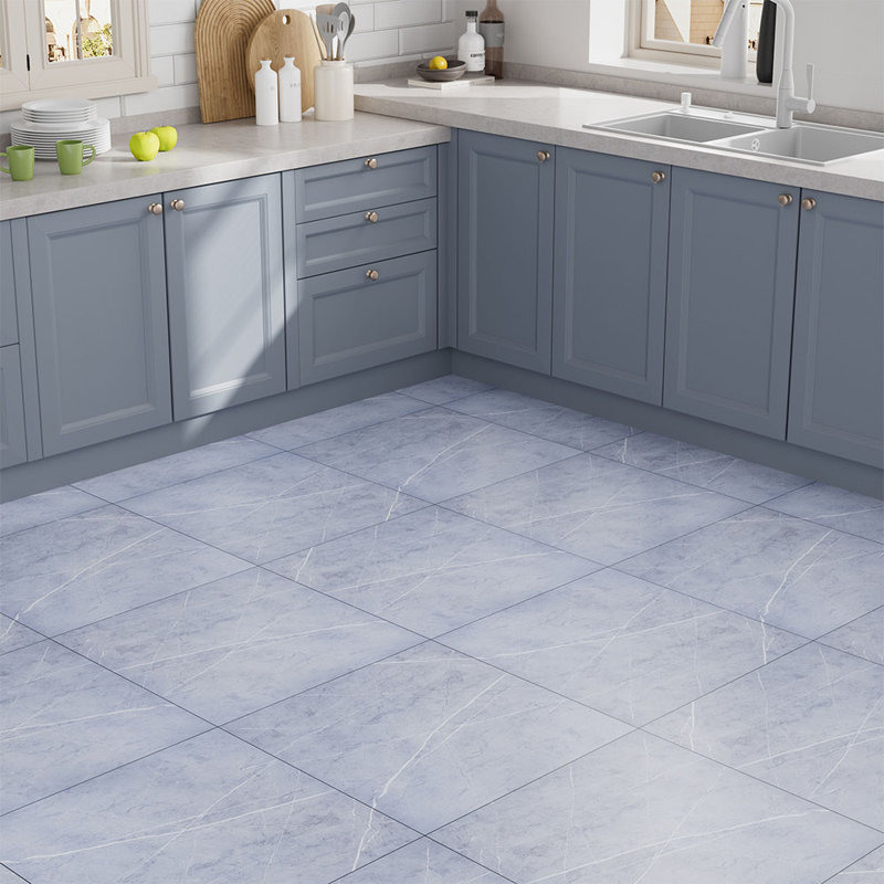 14Pcs 60x60cm Realistic Stone Texture Self Adhesive PVC Flooring, Blue Grey