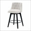 Chaises de comptoir pivotantes, tissu de lin moderne avec dossier capitonné, tabourets de bar élégants, ensemble de 2 pour bar, îlot de cuisine, salle à manger, blanc-39322802