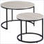 Tables basses gigognes | Ensemble empilable industriel 2 pièces pour le salon | Structure en métal | Gris ardoise | Mesa de Centro | Rond