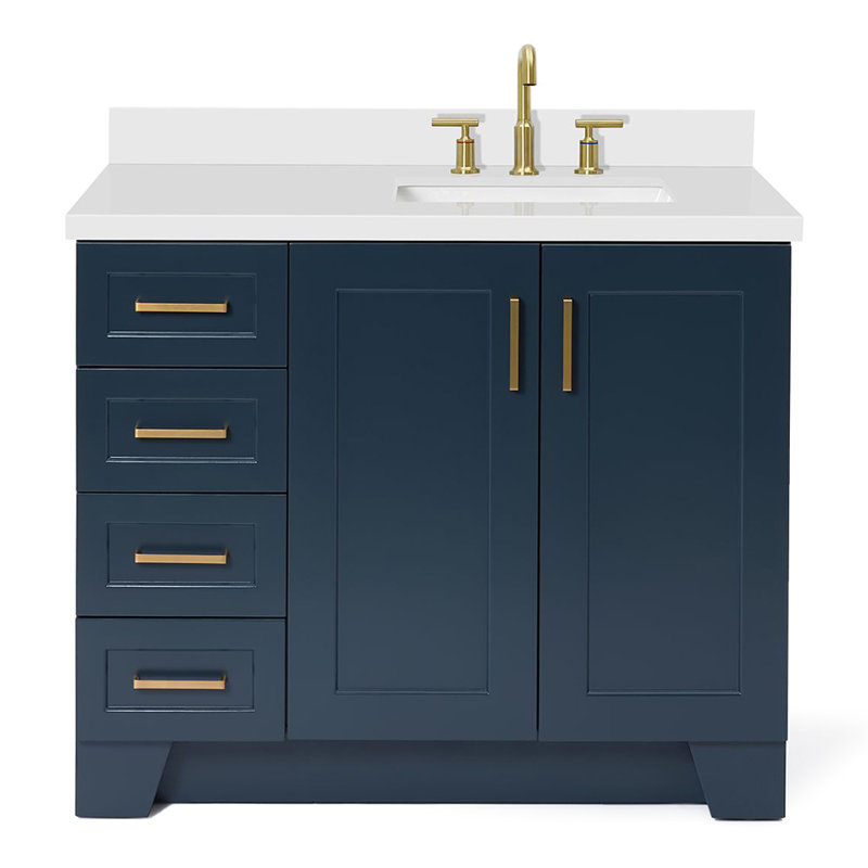 43 IN.  Single Bathroom Vanity, Midnight Blue, Rectangular, Right 