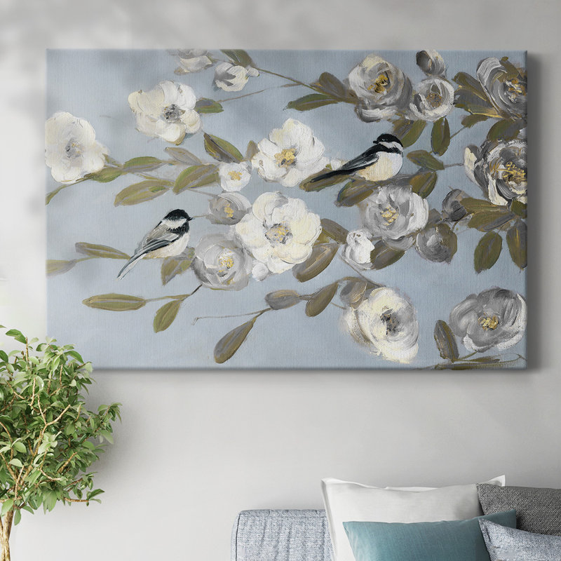 Toile tendue Chickadees and Blossoms I-Gallery, H 12 po x l 18 po
